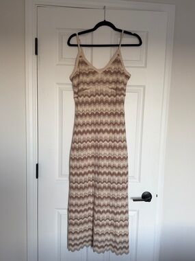 Holister Beige/Brown Crochet Midi Dress
